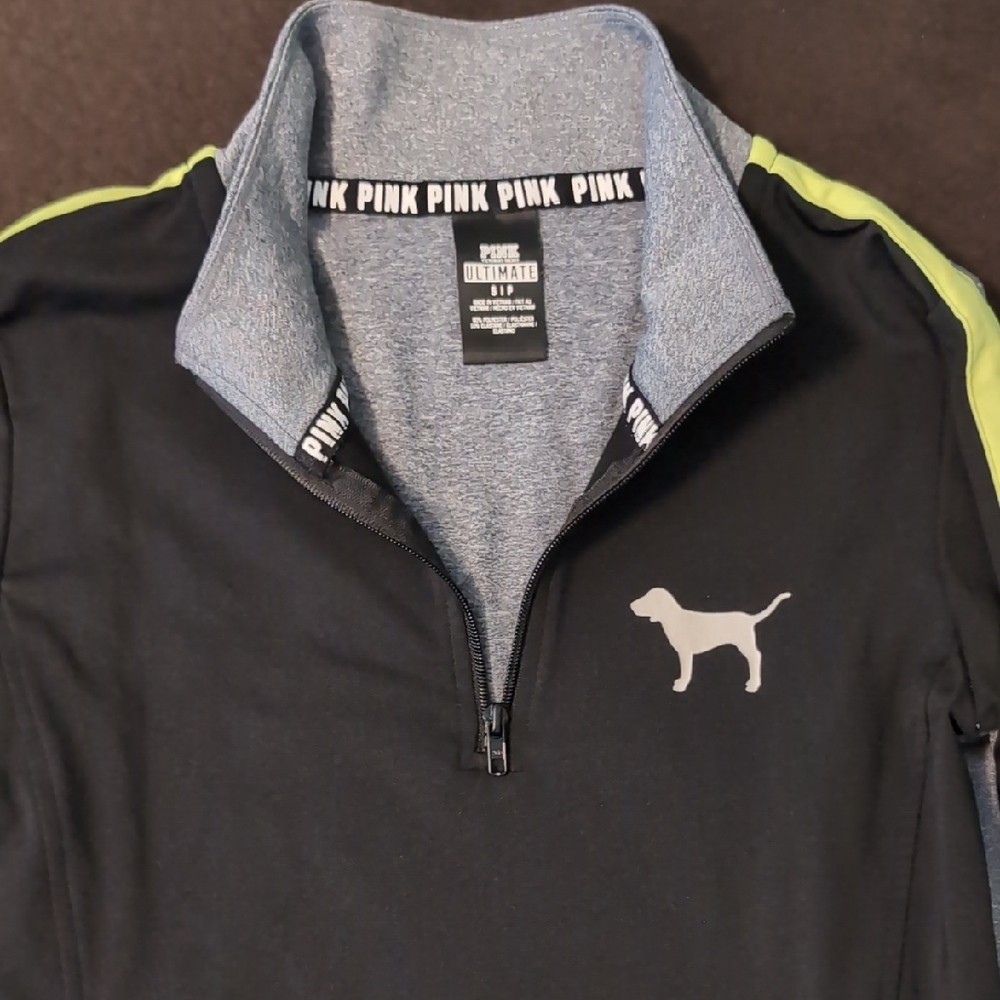 Victoria's Secret Pink Ultimate Black and Gray Pullover